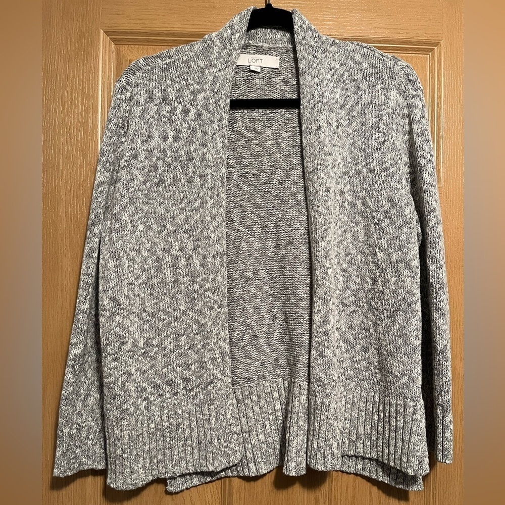 Loft Gray and White Open Cardigan - Picture 2 of 8